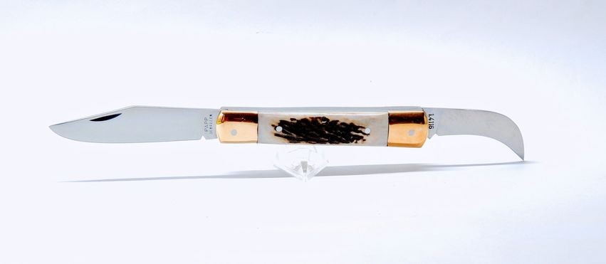 Juhász bicska ,agancs markolat, dupla rugó